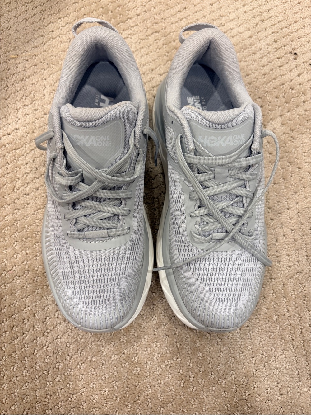 Hoka One One Women's Light Gray Athletic Running Shoes